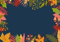 Autumn background with colorful leaves. Fall season banner or border with foliage. Template for thanksgiving poster, sale or promo Royalty Free Stock Photo